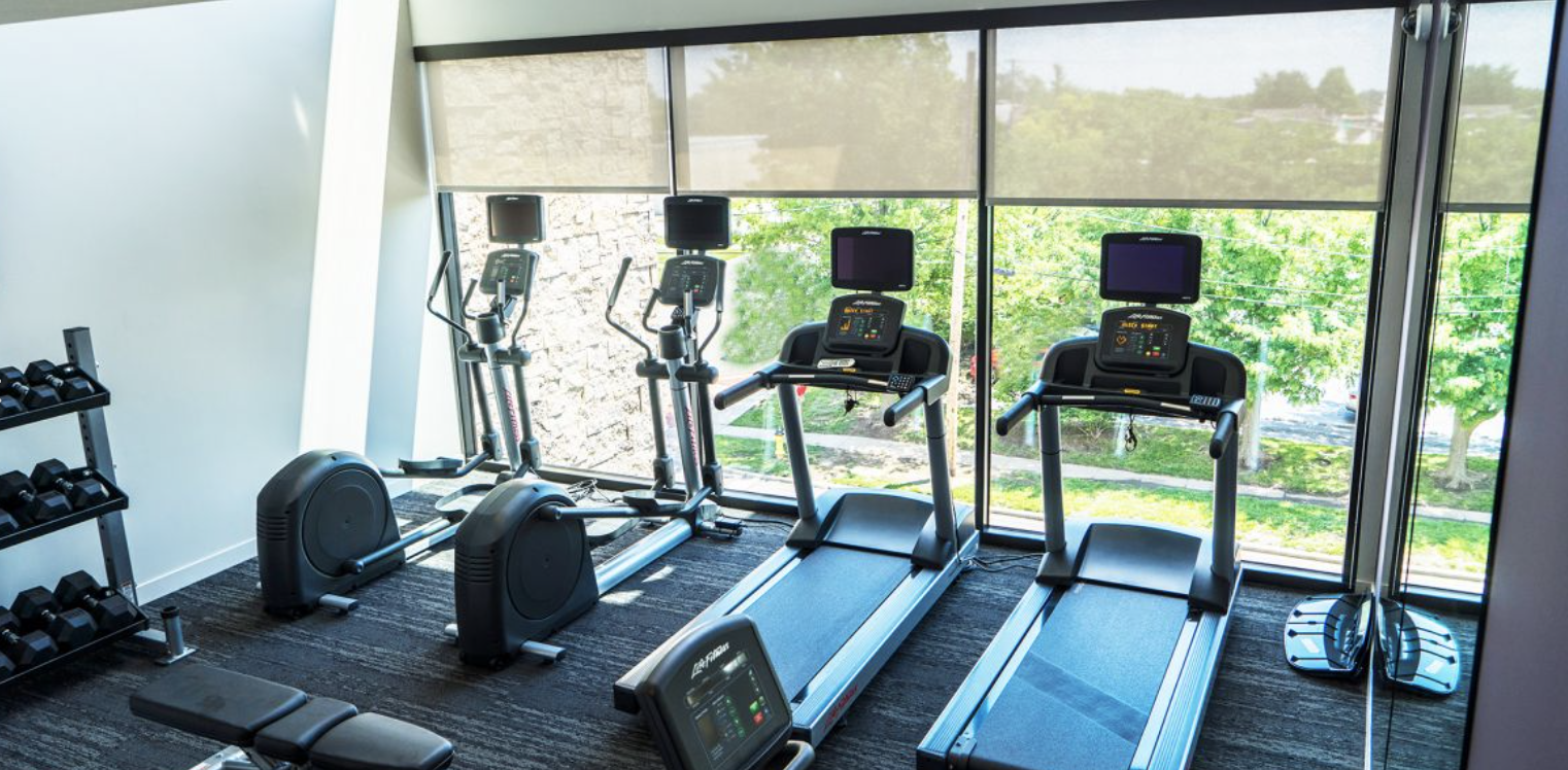 the gym inside of the apartment complex Urban Edge